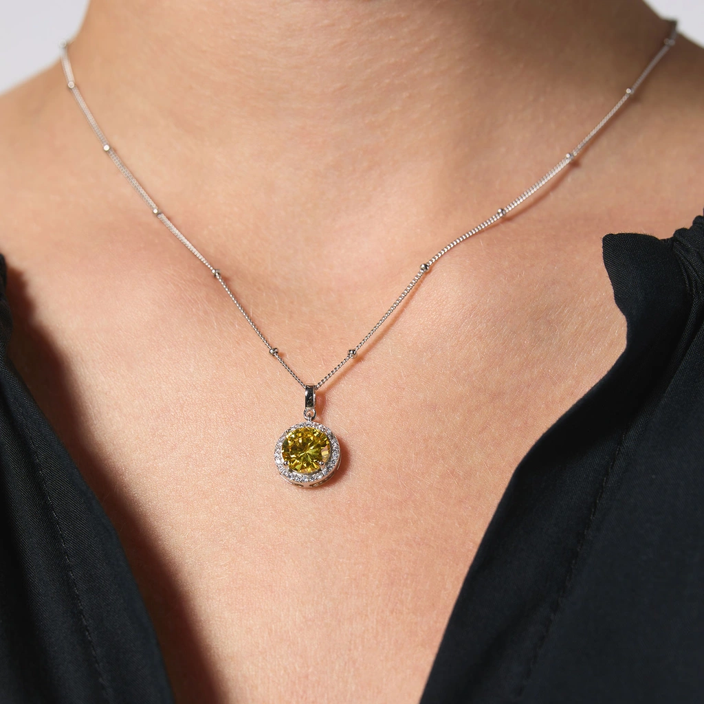 Halsband äkta silver - månadsten November, 42+3cm