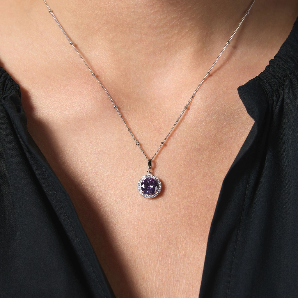 Halsband äkta silver - månadsten Juni, 42+3cm