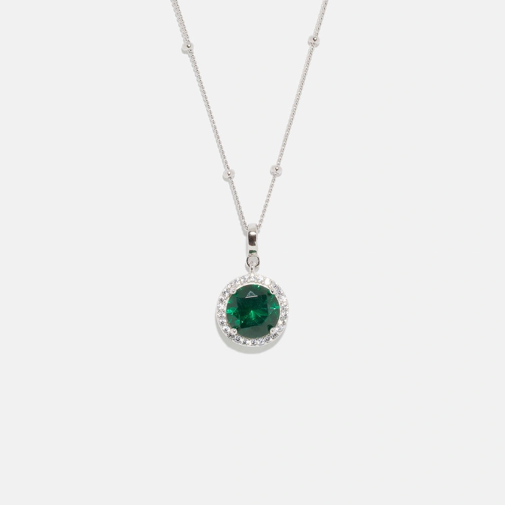 Halsband äkta silver - månadsten Maj, 42+3cm