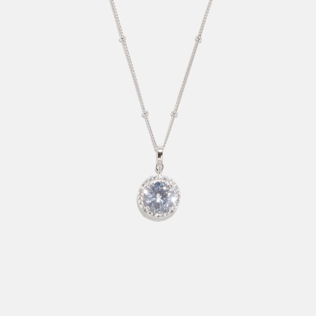 Halsband äkta silver - månadsten April, 42+3cm