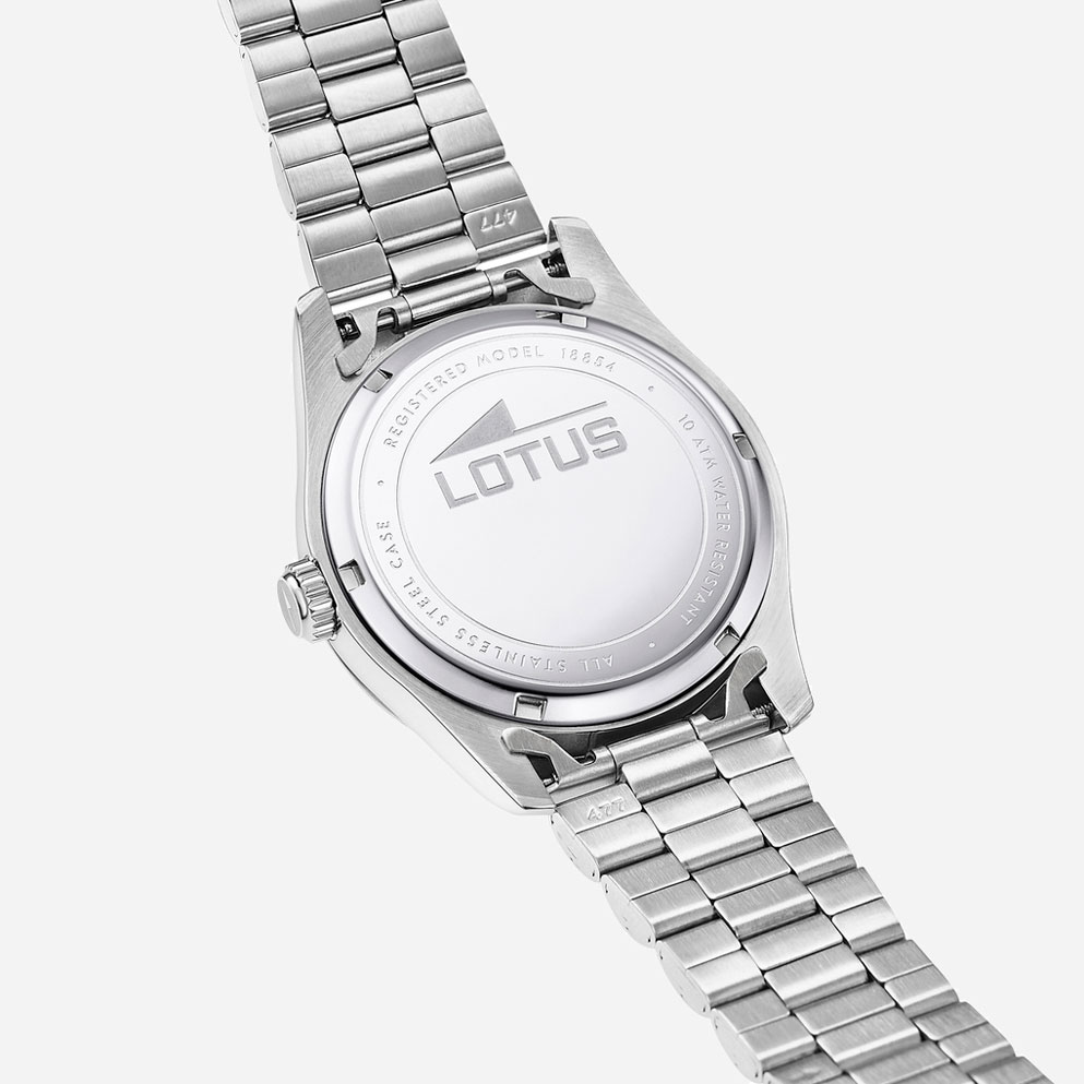 Lotus herrklocka -  dag/datum, stål/grön, 41,5 mm