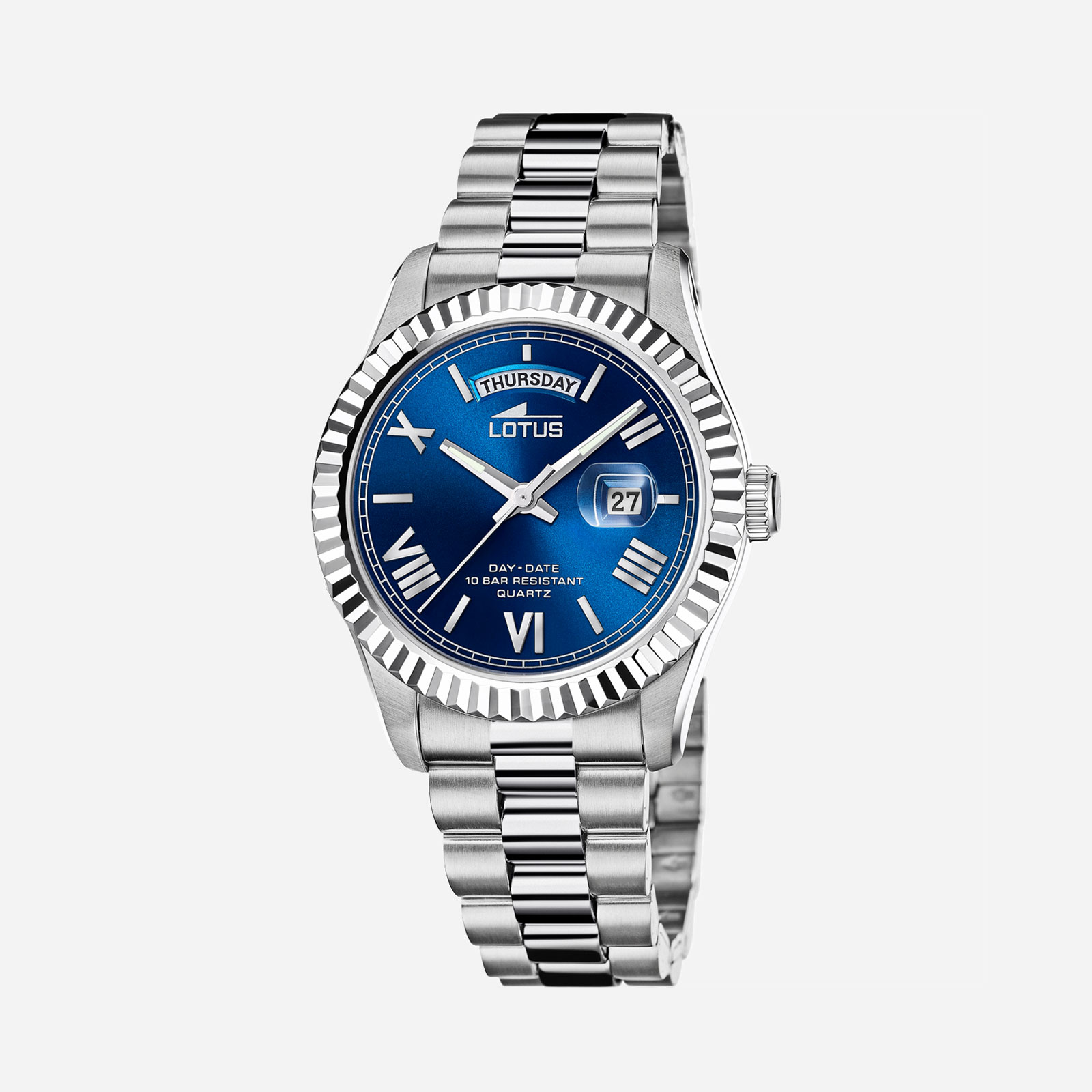 Lotus herrklocka -  dag/datum, stål/blå, 41,5 mm