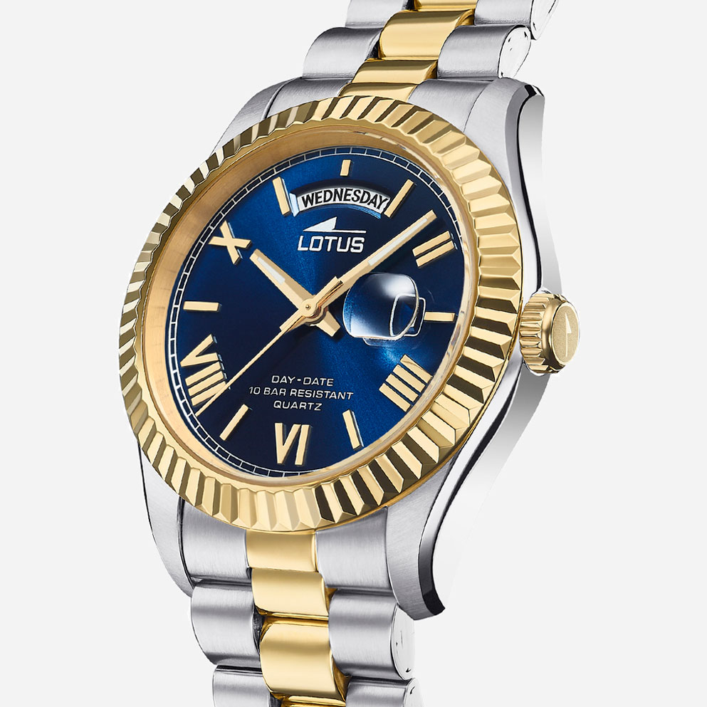 Lotus herrklocka -  dag/datum, bicolor/blå, 41,5 mm