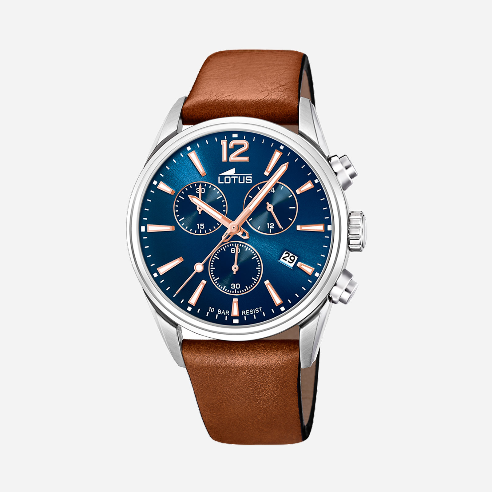 Lotus herrklocka - kronograf, läder/blå, 42 mm