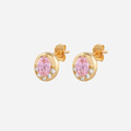 Guldpläterade örhängen med rosa och vit Kubisk Zirkonia