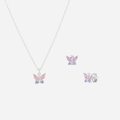 Silverset för barn - lila/rosa fjärilar