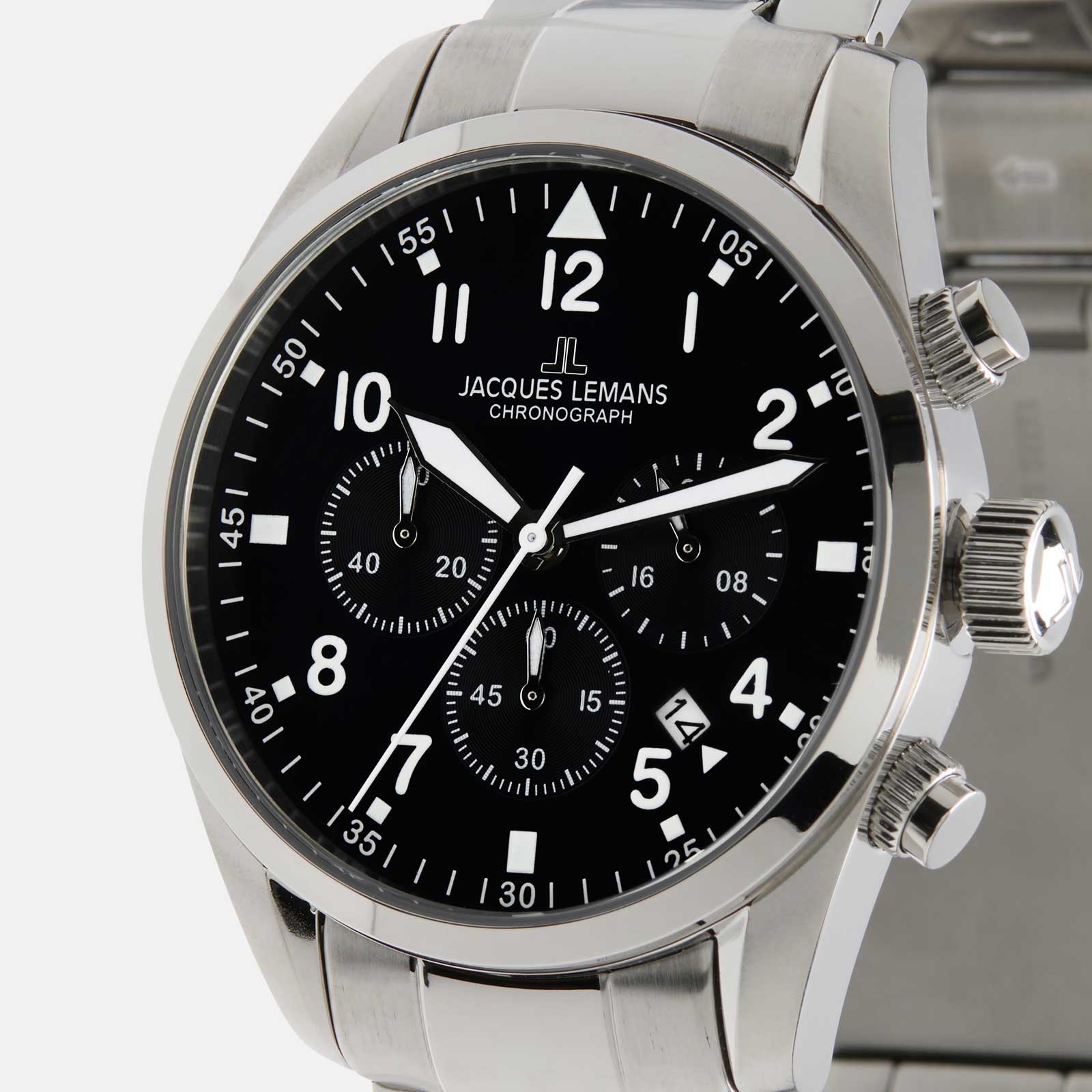 Jacques Lemans Sport - set herrklocka stål/svart, 42mm