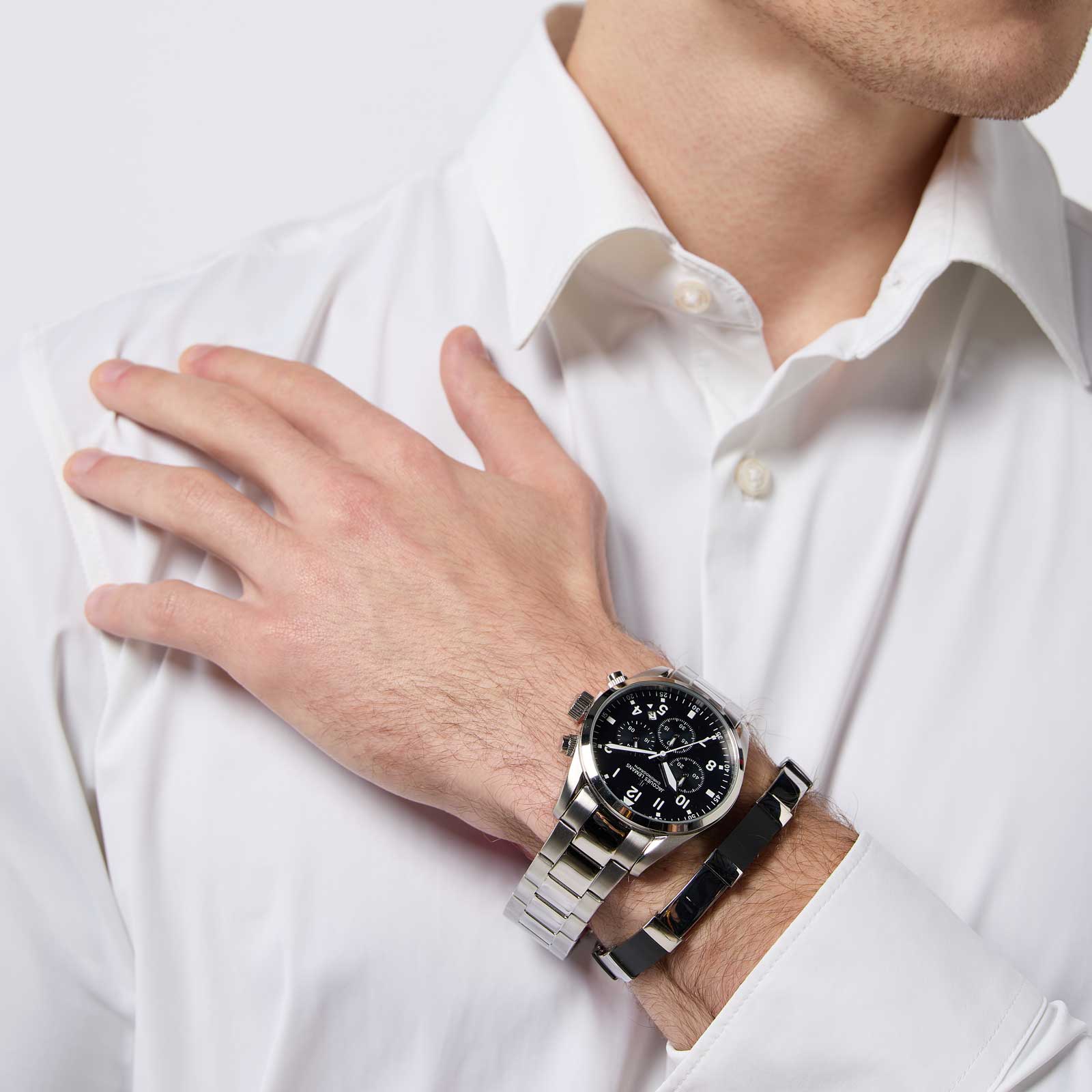 Jacques Lemans Sport - set herrklocka stål/svart, 42mm