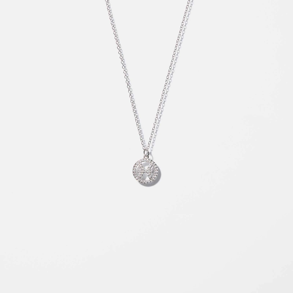 Halsband i äkta silver - berlock Fiskarna, 42+3 cm
