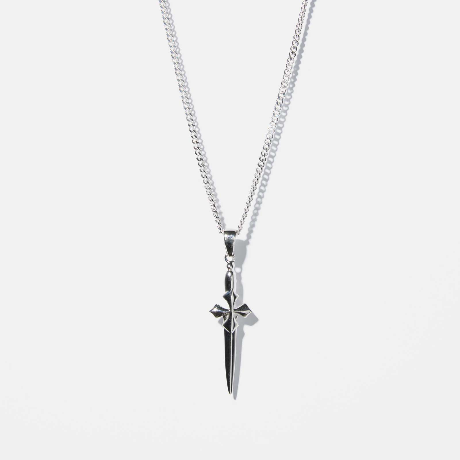 Silverhalsband herr - svärd 55+5 cm