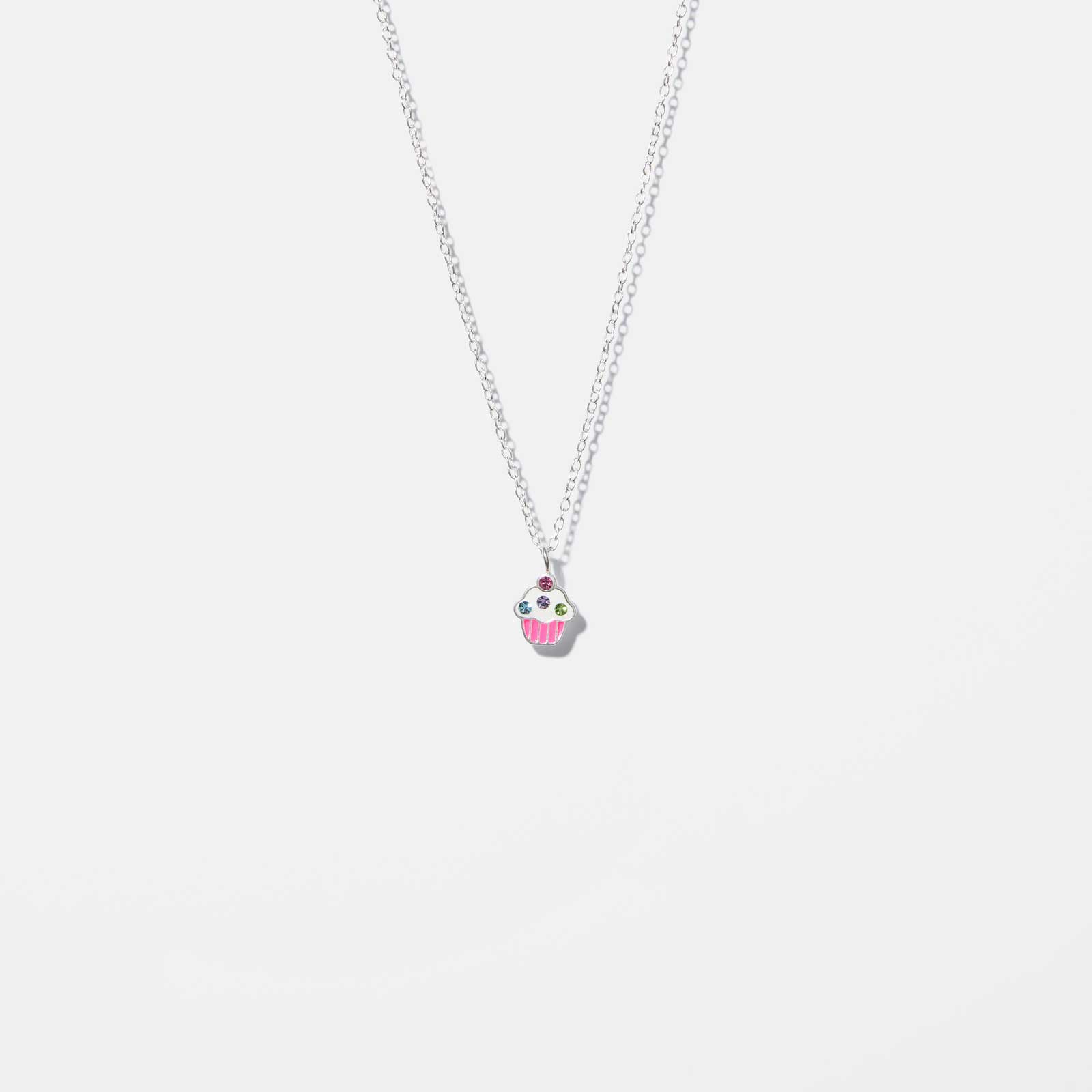 Silverhalsband för barn - cup cake, 36+2 cm