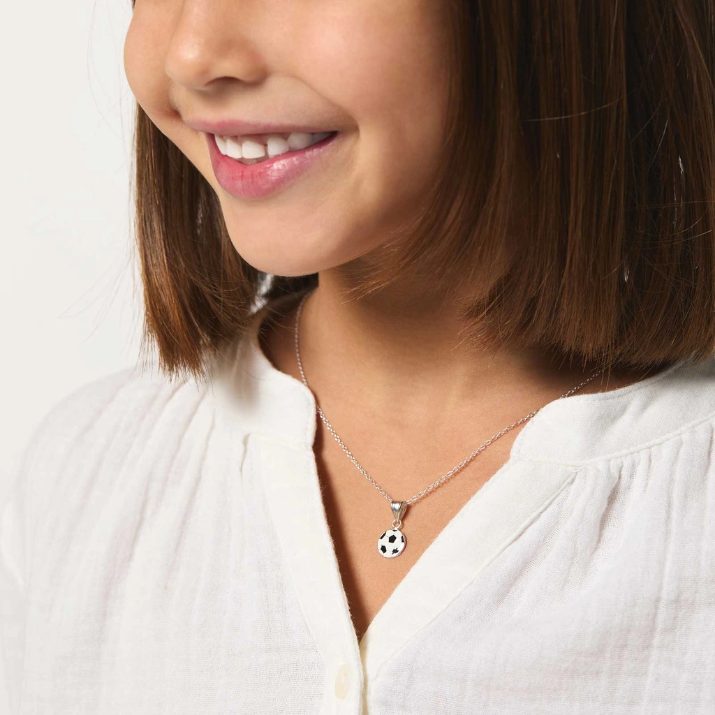 Silverhalsband för barn - fotboll, 36+2 cm