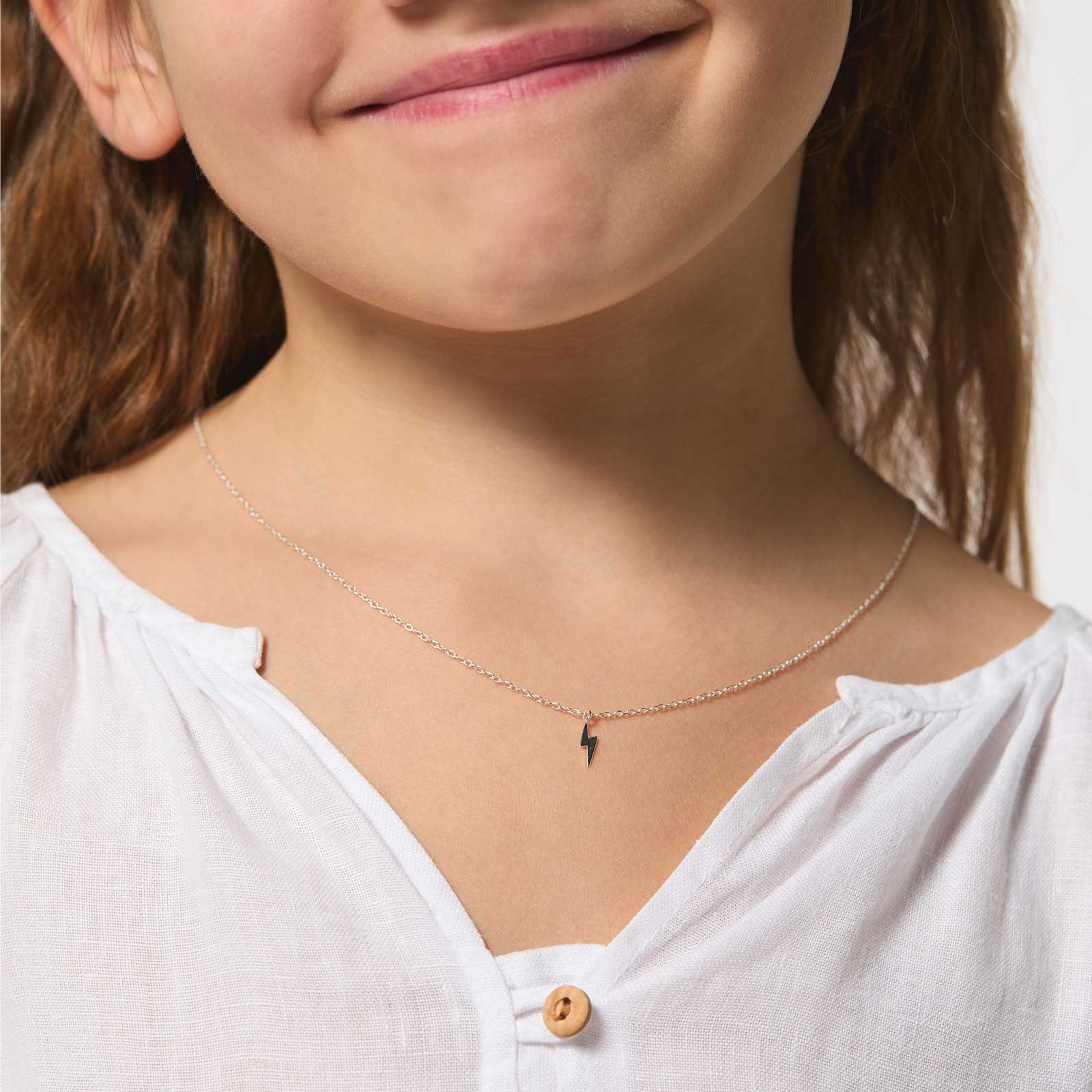 Silverhalsband för barn - blixt, 36+2 cm