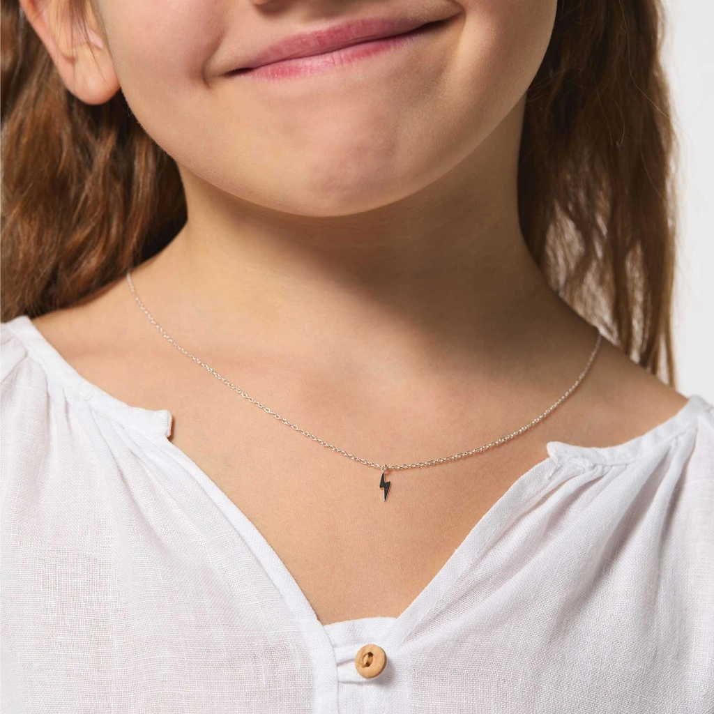 Silverhalsband för barn - blixt, 36+2 cm