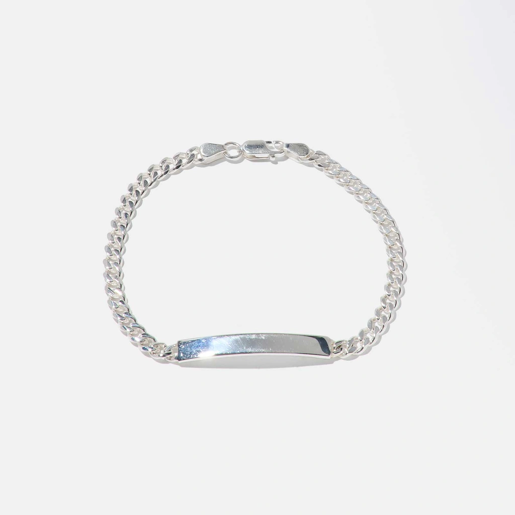 Silverarmband herr - kedja & gravyrbricka 5mm, 19 cm