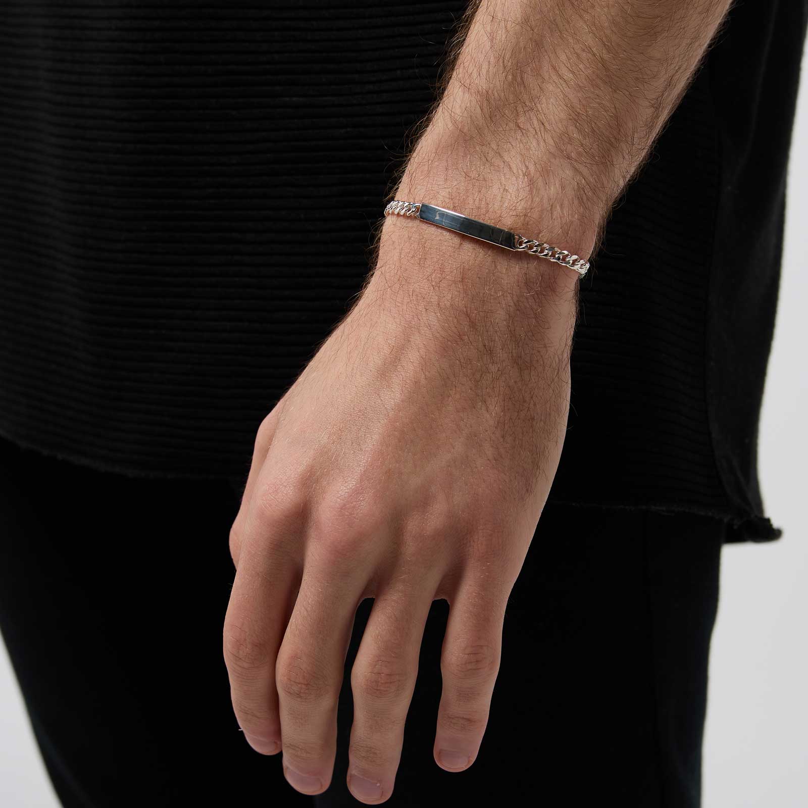 Silverarmband herr - kedja & gravyrbricka 5mm