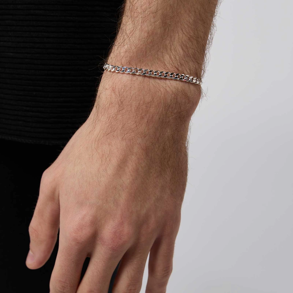 Silverarmband herr - pansarlänk 4mm, 20 cm