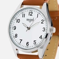 Regal herrklocka -  ljusbrunt band, silverton/vit, 40mm