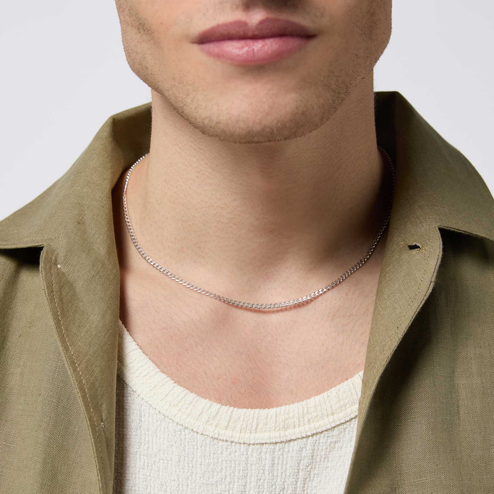 Silverhalsband herr - pansarkedja 55cm/2,5mm