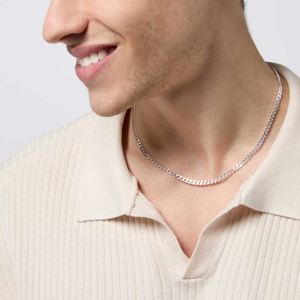 Silverhalsband herr - pansarkedja 55cm/4mm