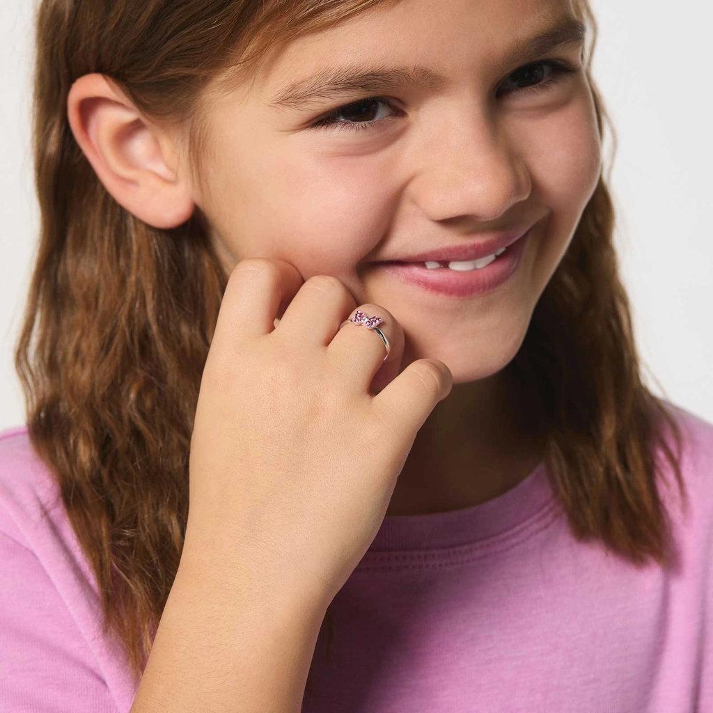Silverring för barn - rosa fjäril, 13