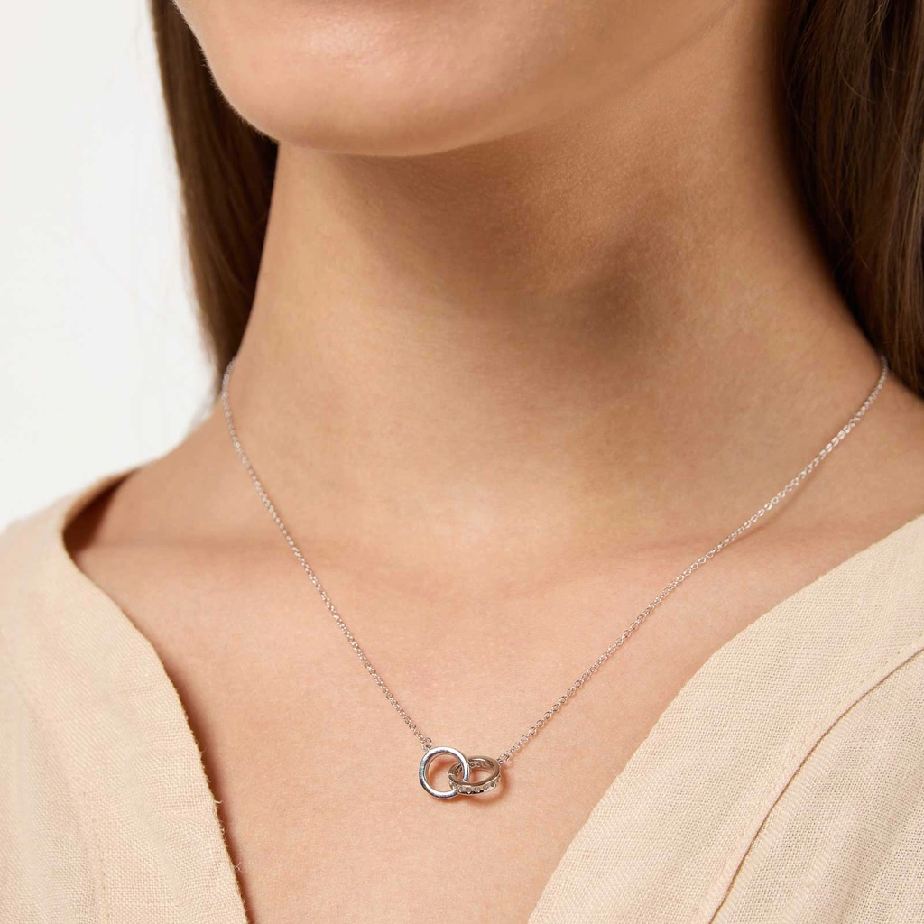 Halsband äkta silver - länkade cirklar, 42+3 cm