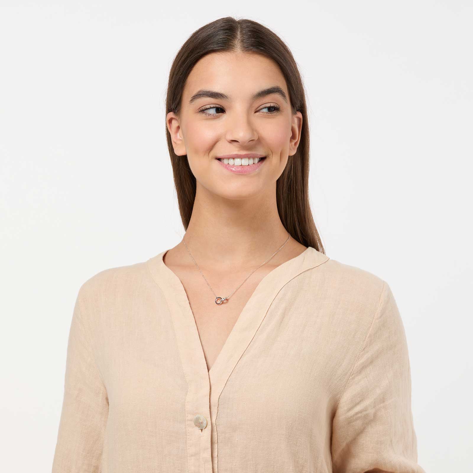 Halsband äkta silver - länkade cirklar, 42+3 cm