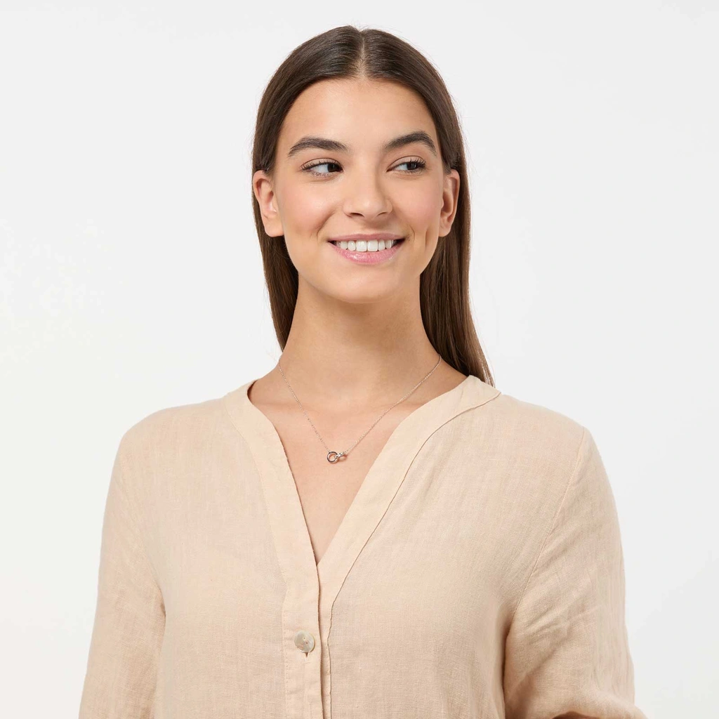 Halsband äkta silver - länkade cirklar, 42+3 cm