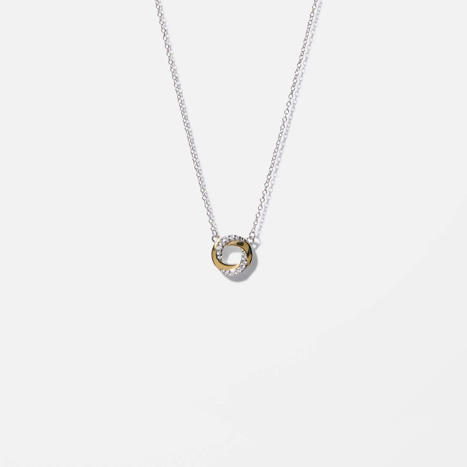 Halsband äkta silver - bicolor berlock cirkel, 42+3 cm