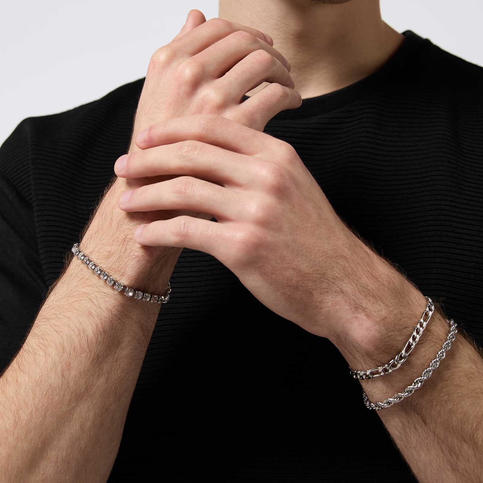 3-pack armband för män silverfärg