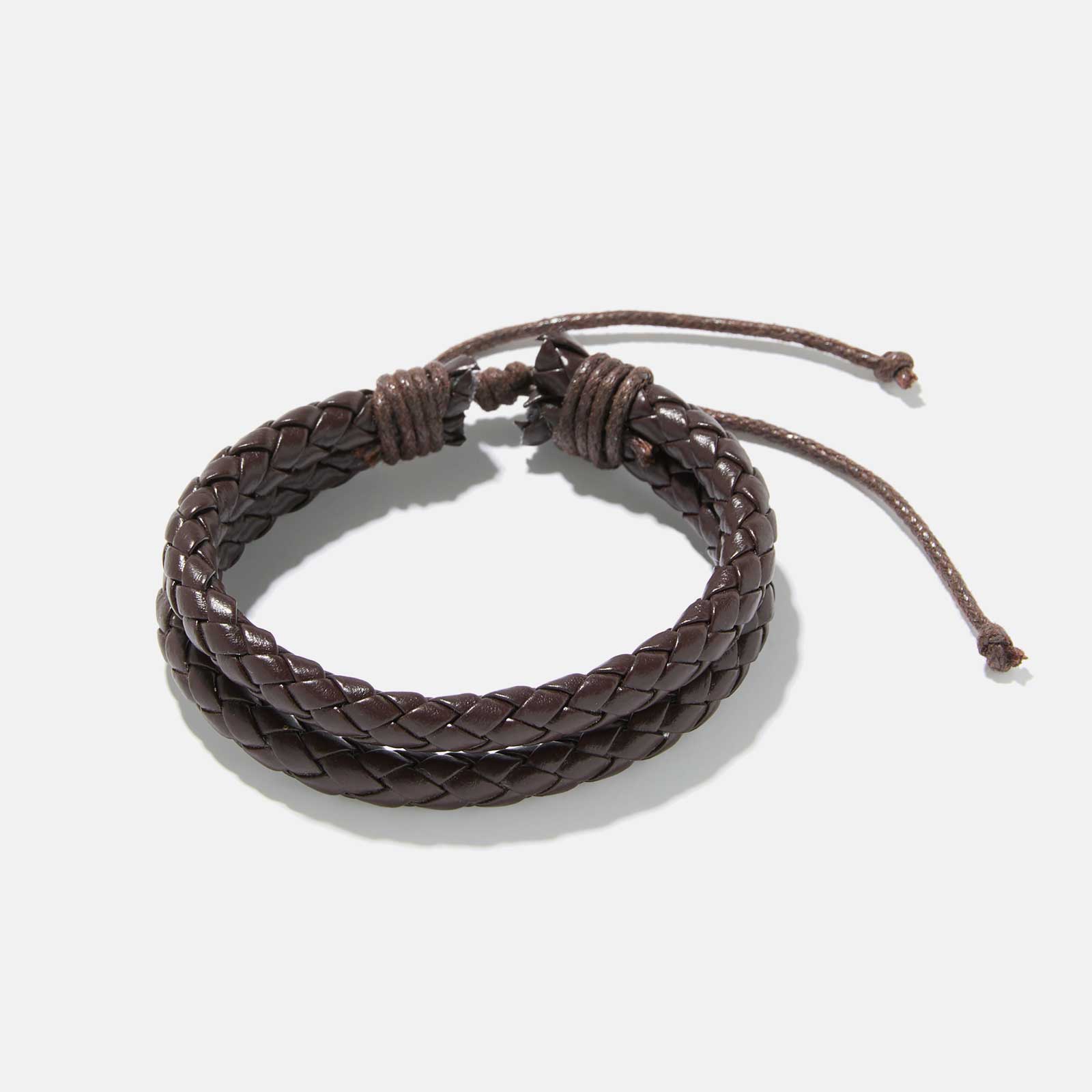 Brunt dubbelt flätat armband herr