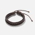 Brunt dubbelt flätat armband herr