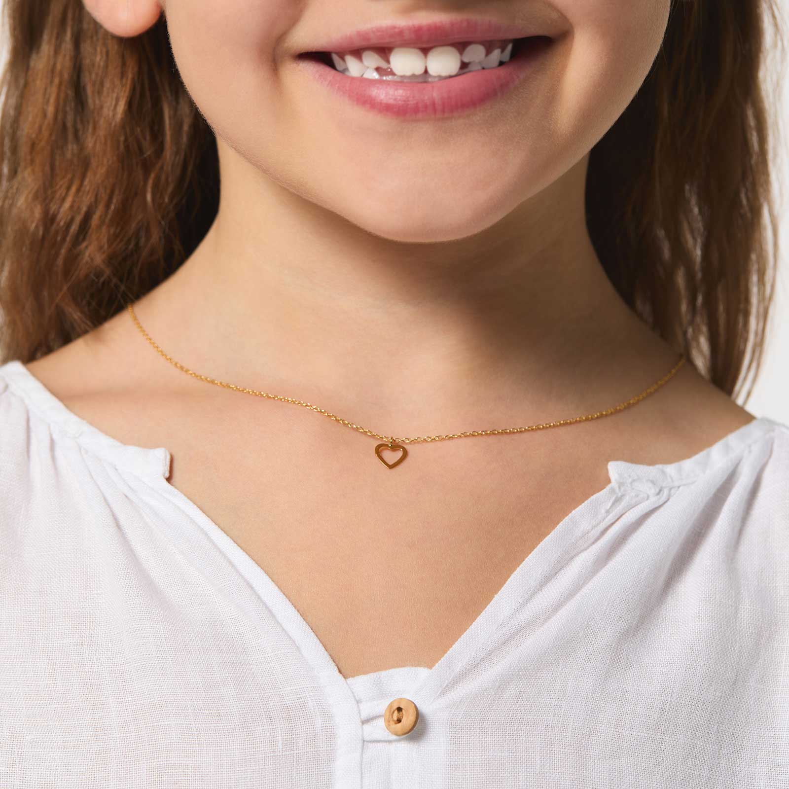 Guldpläterat silverhalsband för barn - hjärta, 36+2cm