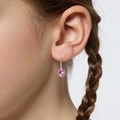 Silverörhängen för barn, rosa hängande hjärtan