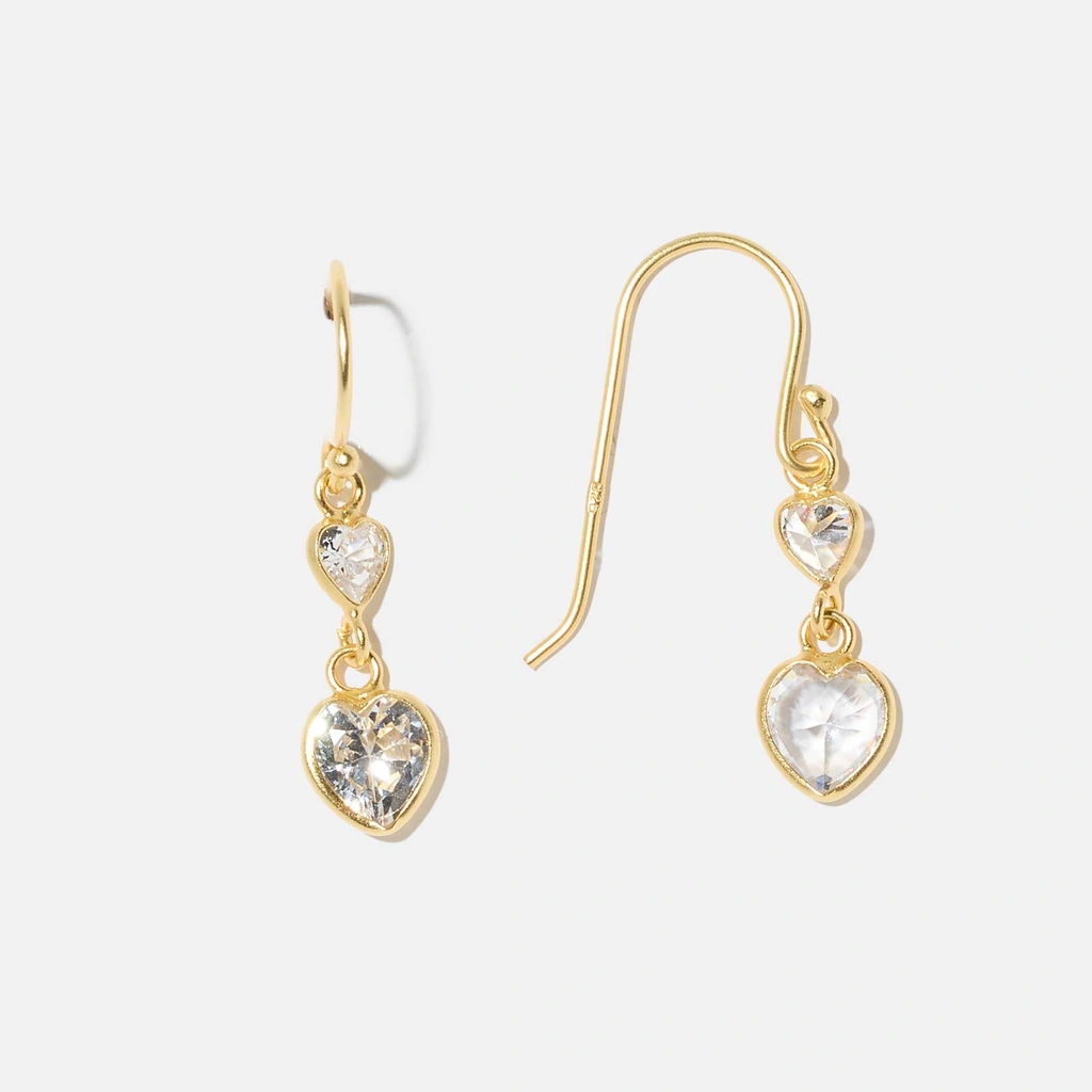 Guldpläterade silverörhängen för barn - hängande vita hjärtan