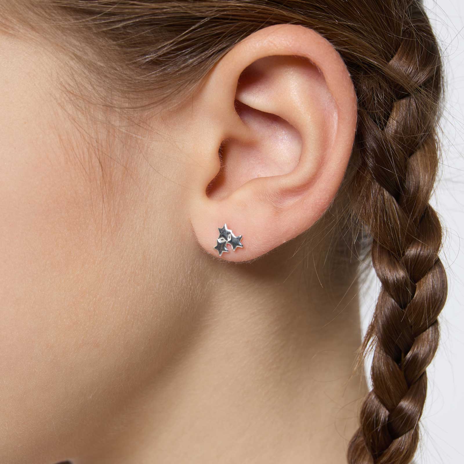 Silverörhängen för barn - tre stjärnor