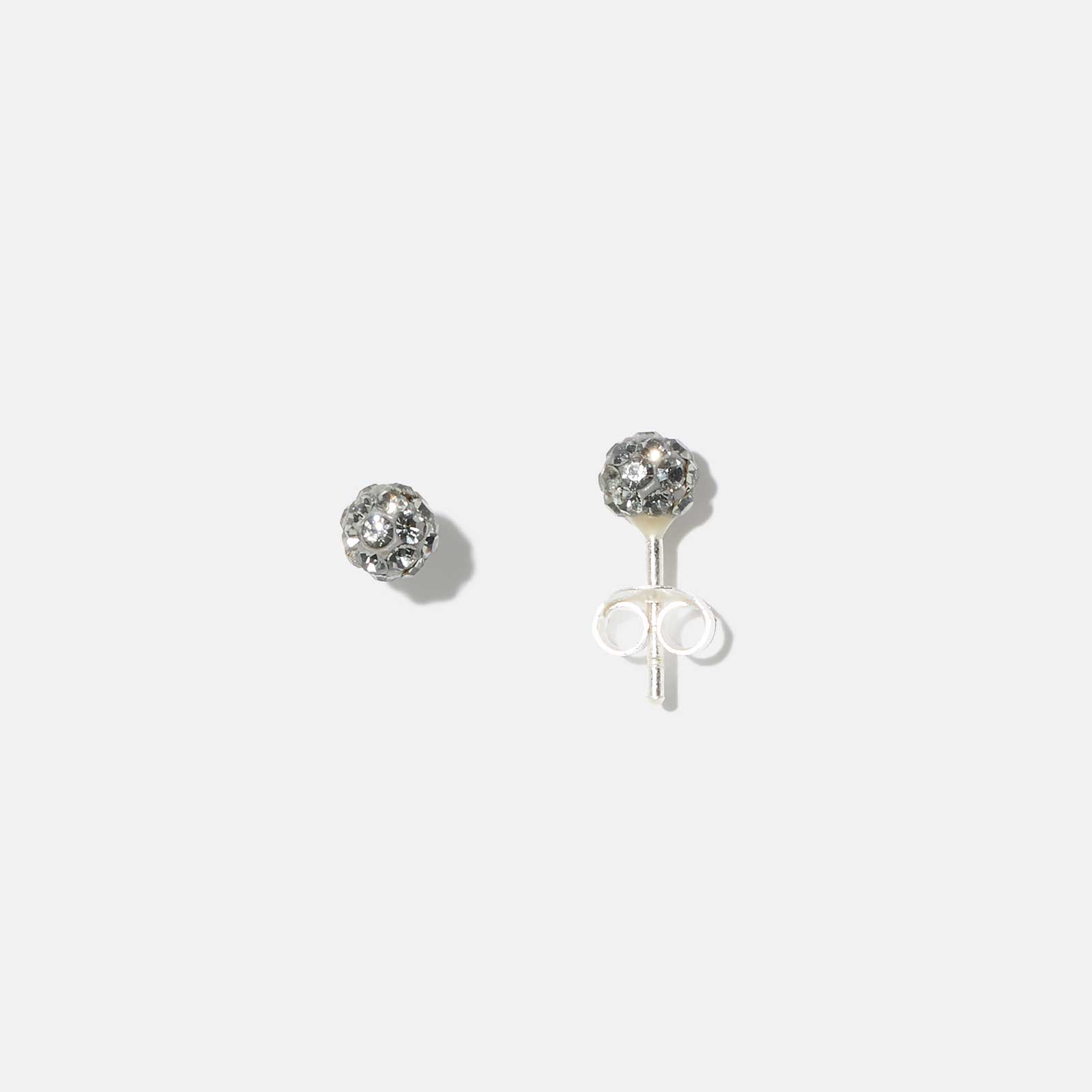 Silverörhängen för barn - grå glitterboll