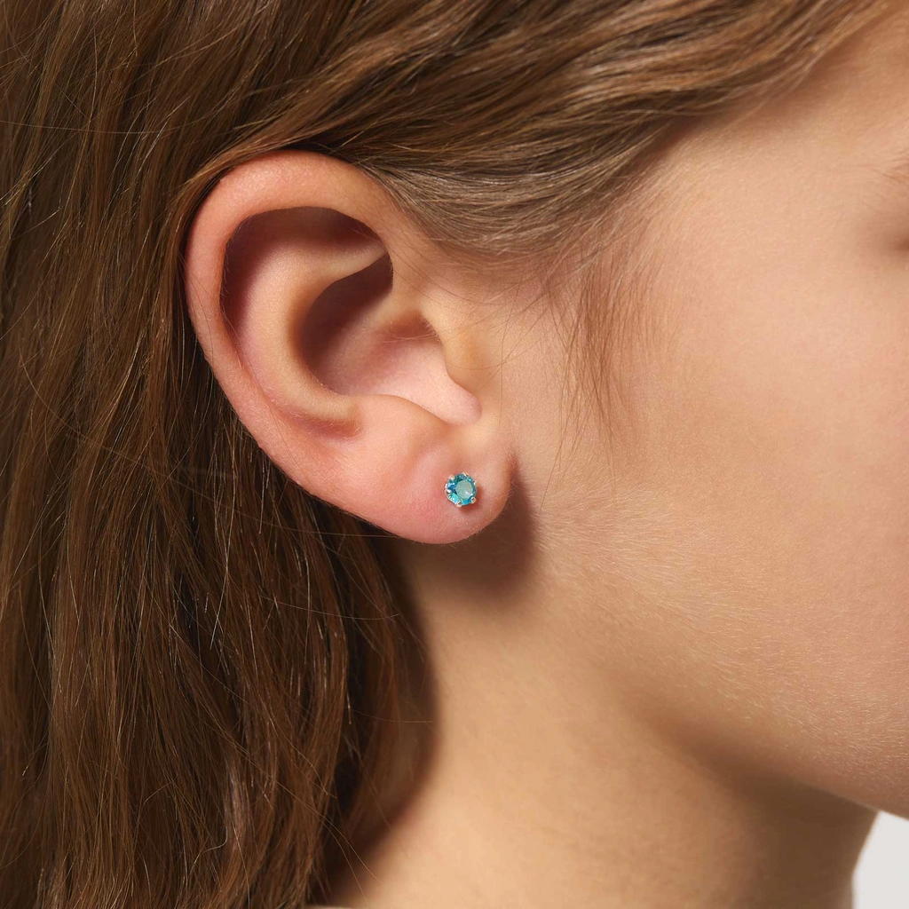 Silverörhängen för barn - ljusblå Kubisk Zirkonia