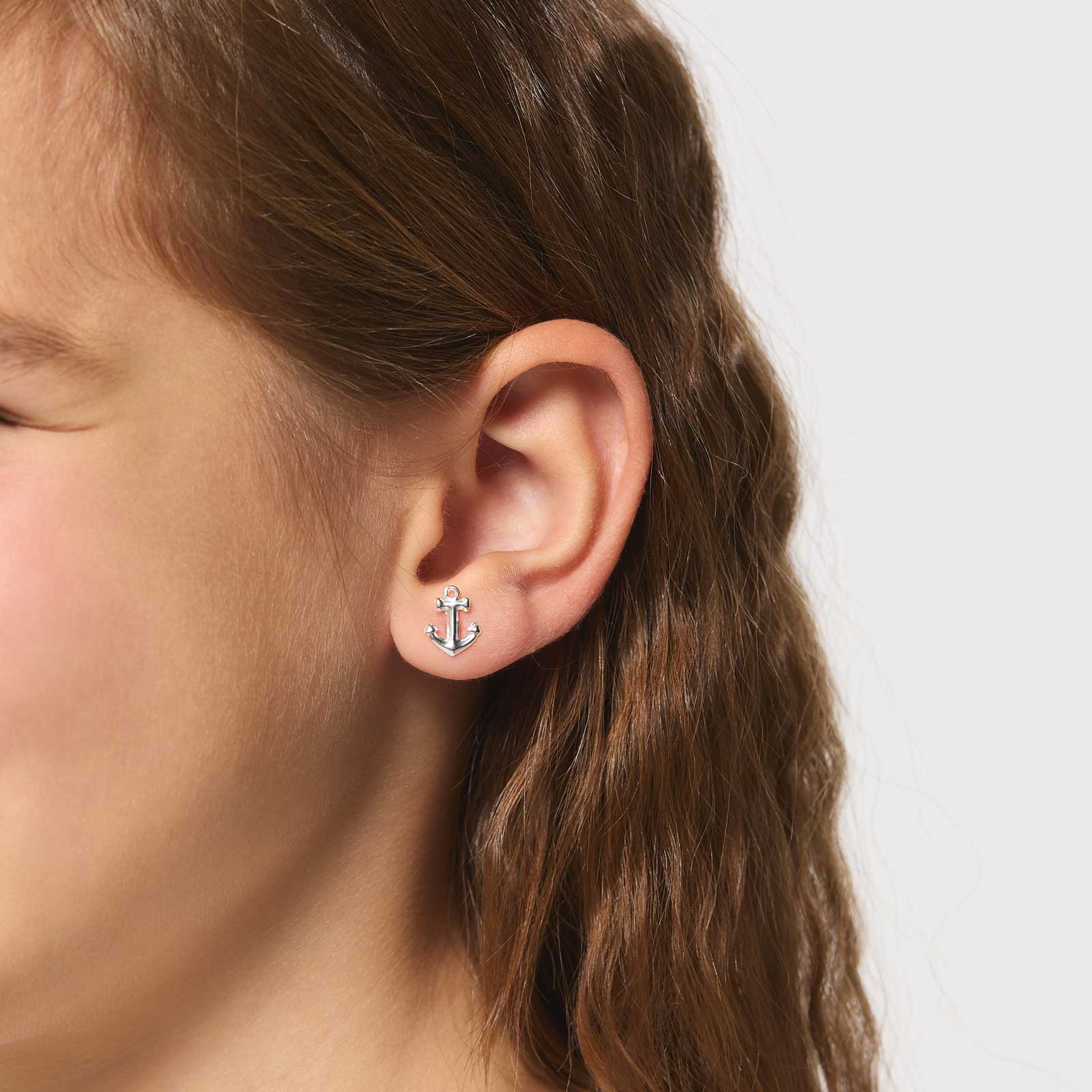 Silverörhängen för barn - studs ankare