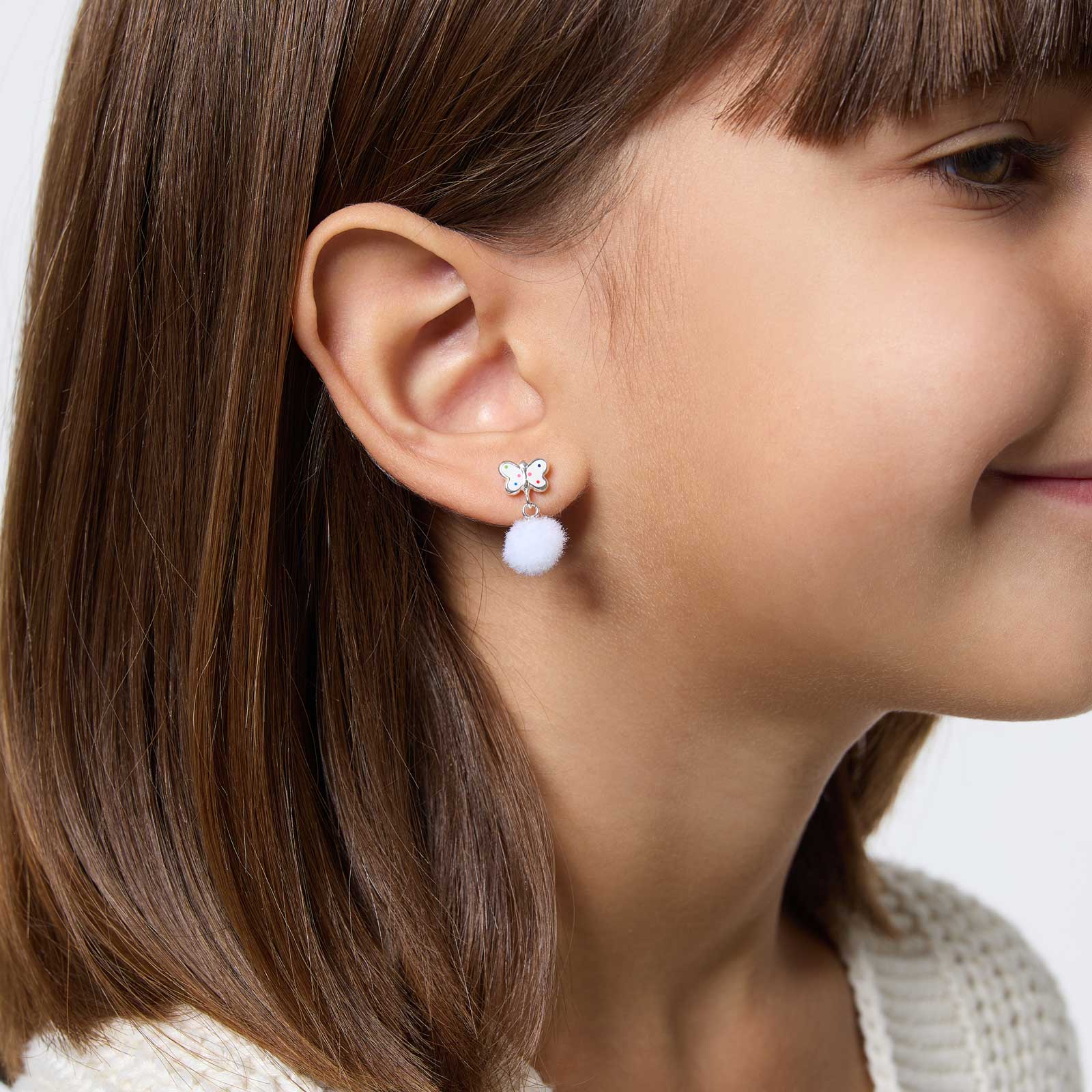 Silverörhängen för barn - studs fjärilar & bollar