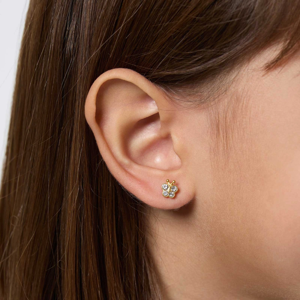 Guldpläterade silverörhängen för barn - fjärilar