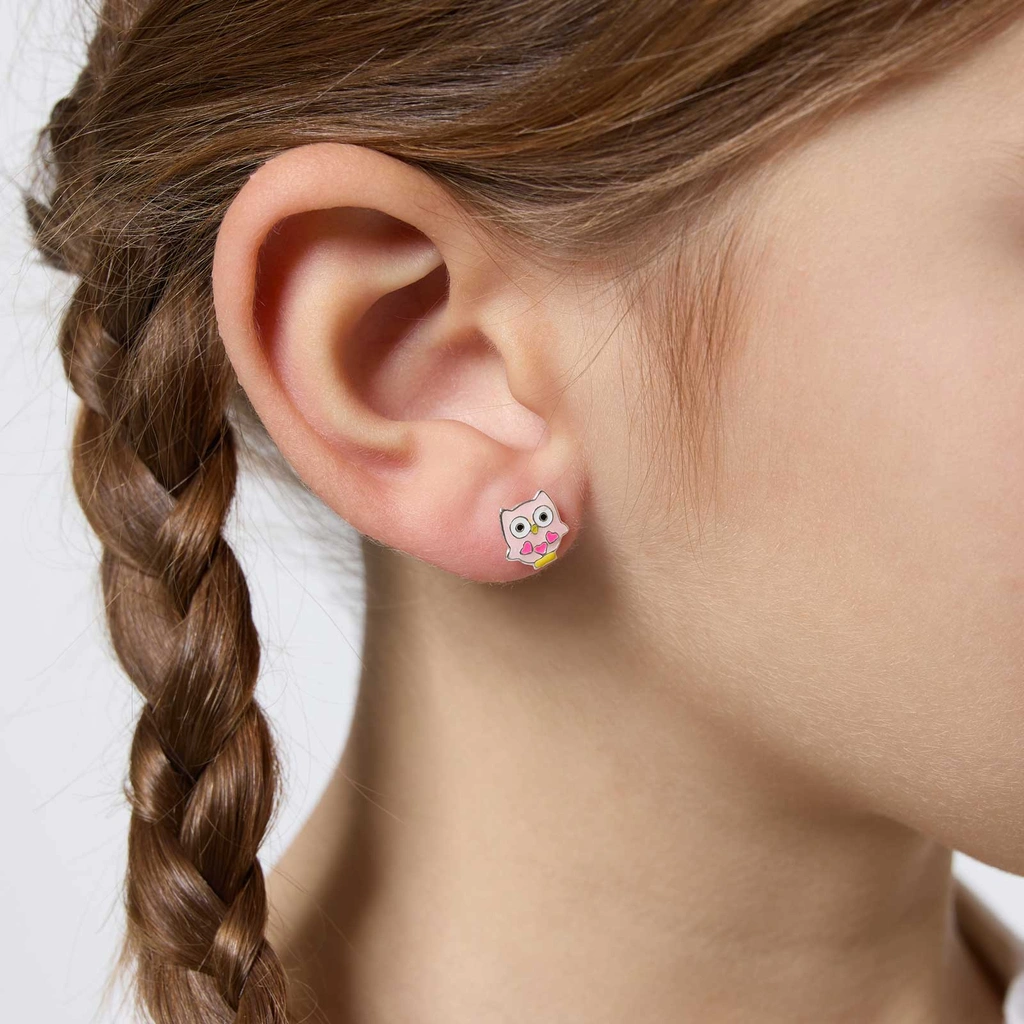 Silverörhängen barn - studs ugglor