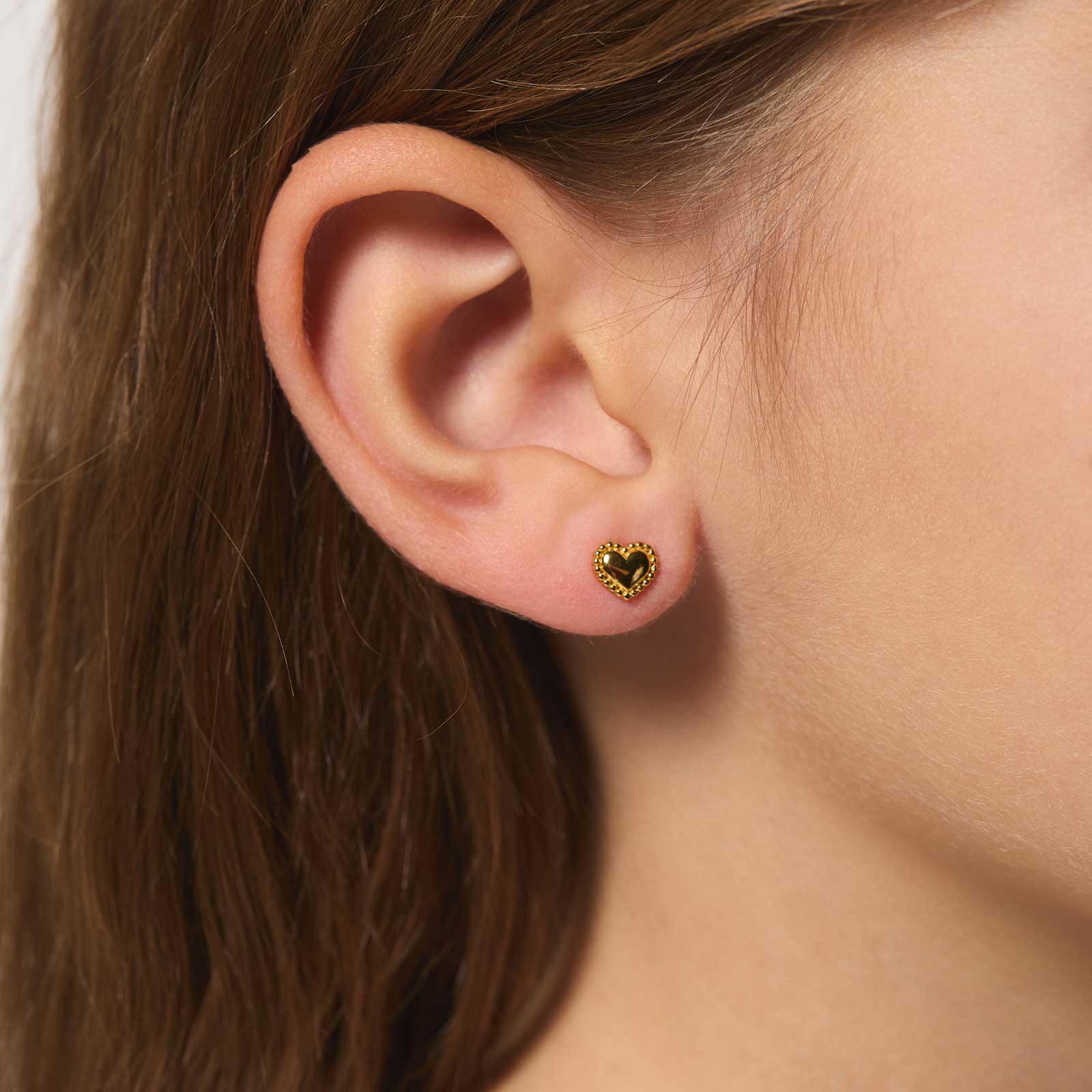 Guldpläterade silverörhängen barn - mönstrade hjärtan