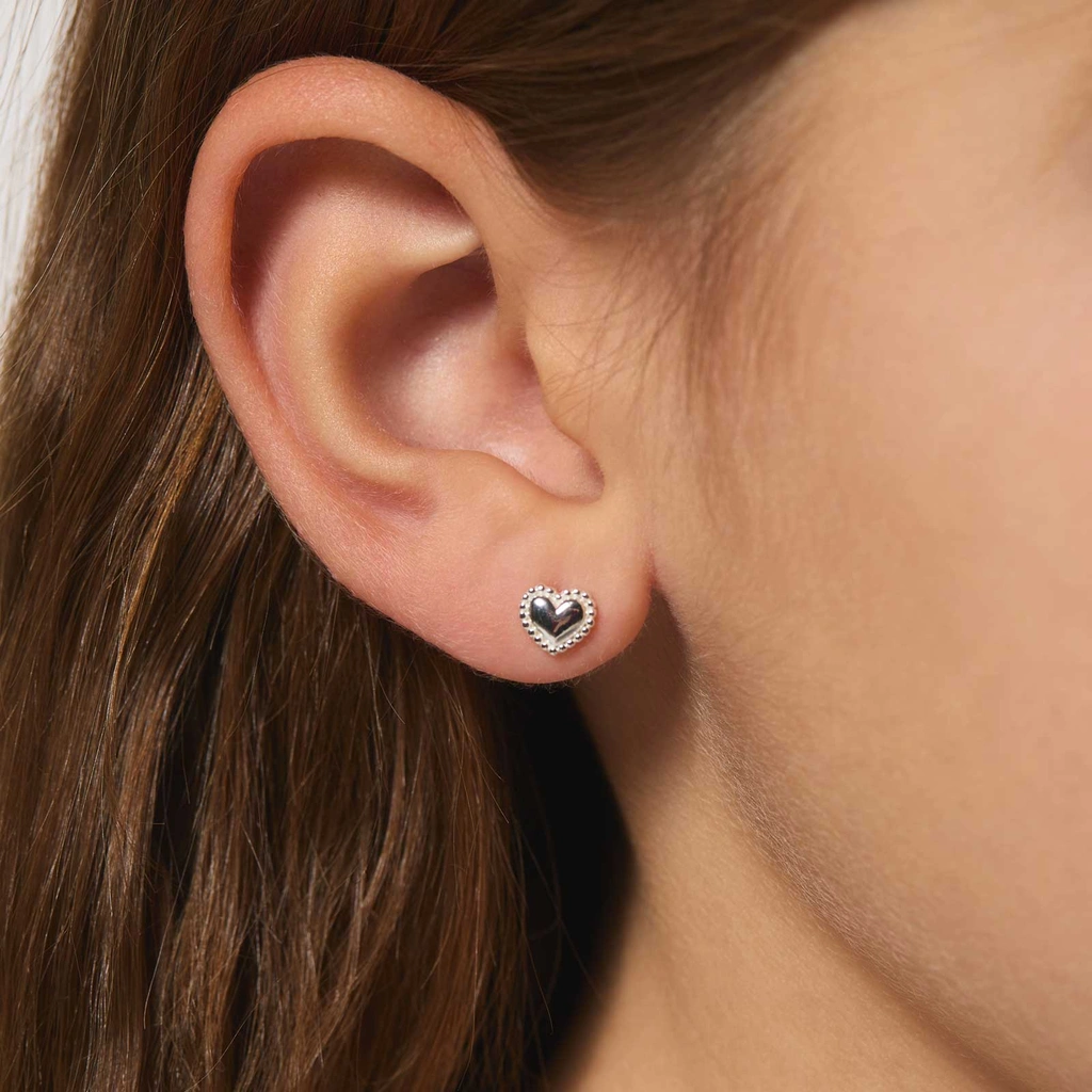 Silverörhängen för barn - dekorerade hjärtan