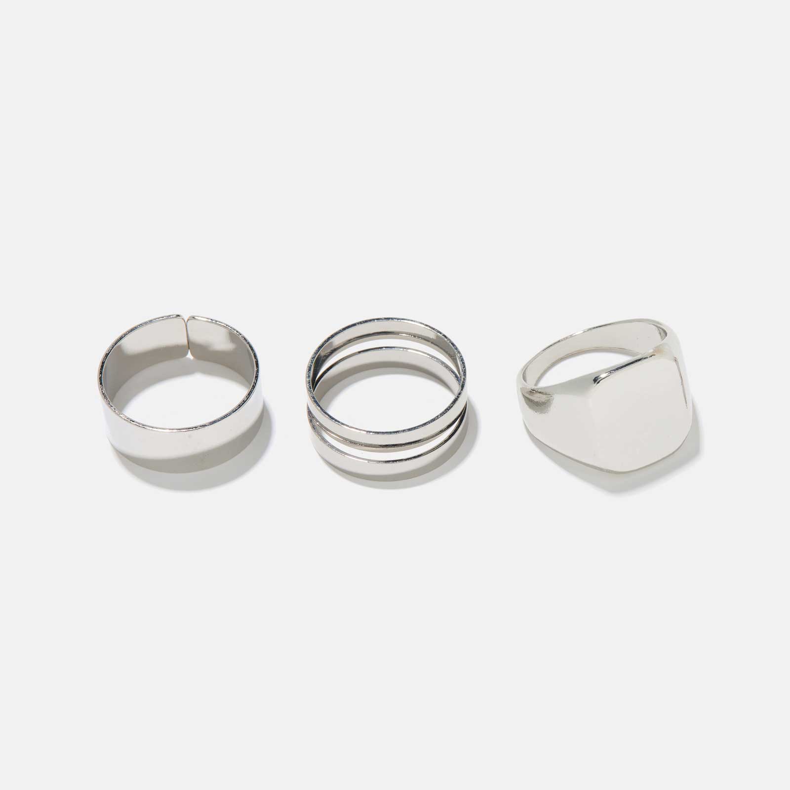 4-pack silverfärgade ringar herr