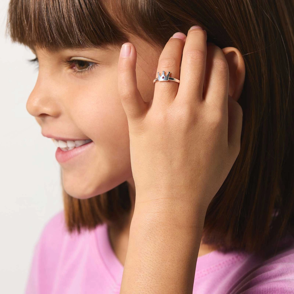 Silverring för barn - krona, 15