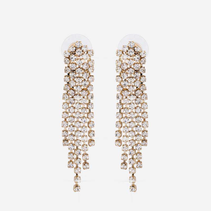 Red Carpet Strassörhängen - guldfärgad fem rader