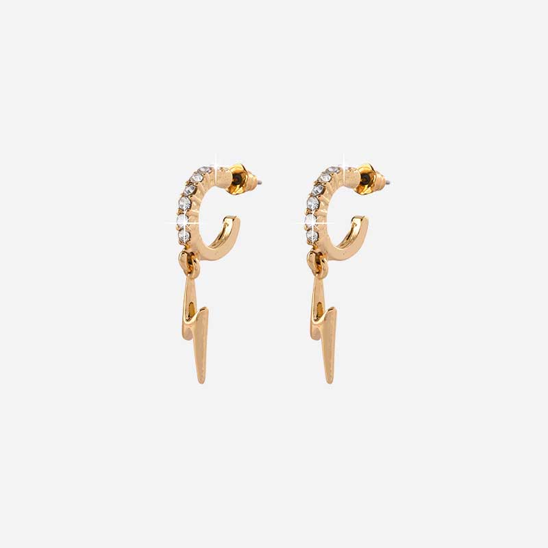 Guldfärgade örhängen - Hoops med blixt