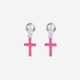 Silverörhängen för barn - rosa kors