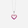 Silverhalsband för barn - öppet rosa hjärta, 36+2 cm